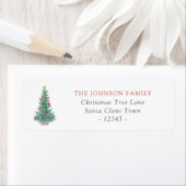 Simple Watercolor Christmas Tree Festive ラベル (インサイチュ)