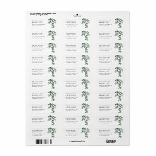 Simple Watercolor Eucalyptus Leaves |  Wedding ラベル (フルシート)