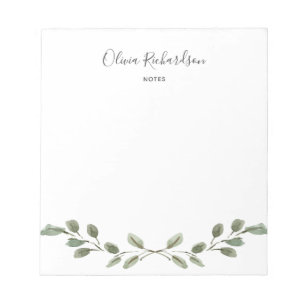 Simple Watercolor Greenery Botanical ノートパッド