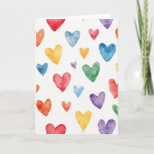 Simple Watercolor Hearts Pattern Card カード (正面)