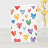Simple Watercolor Hearts Pattern Card カード (黄色い花)