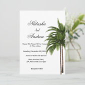 simple watercolor palm tree wedding invitation 招待状 (スタンド正面)