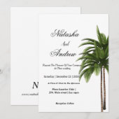 simple watercolor palm tree wedding invitation 招待状 (正面/裏面)