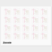 Simple Watercolor Pink Cross Baptism Thank You スクエアシール (シート)