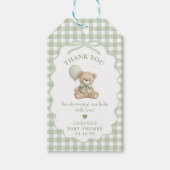 Simple Watercolor Teddy Bear Baby Shower ギフトタグ (正面)