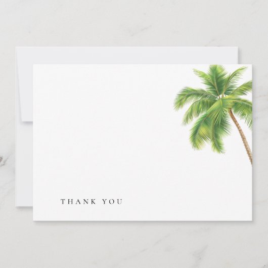 Simple Watercolor Tropical Palm Funeral Thank You サンキューカード (正面)