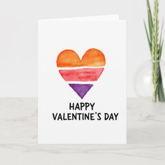 Simple Watercolor Valentines Card カード (正面)
