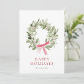 Simple Watercolor Wreath & Bow No Photo シーズンカード (スタンド正面)