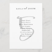 Simple Wedding Bold Table Number 5 Sign 招待状 (裏面)