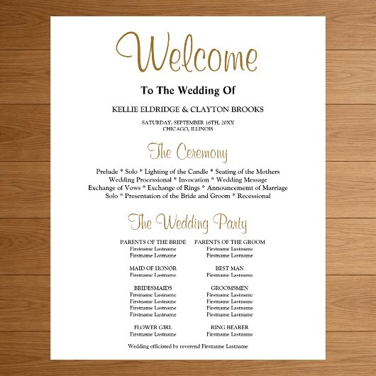 Simple Wedding Ceremony Program ポスター