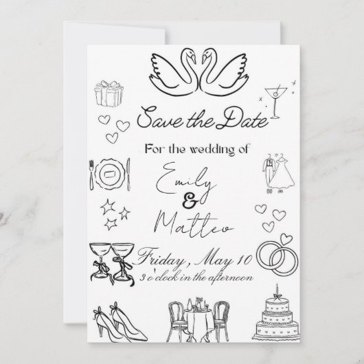 Simple wedding design  招待状 (正面)