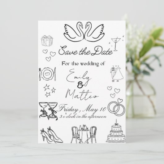 Simple wedding design 招待状 (スタンド正面)