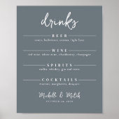 Simple Wedding Drinks Bar Minimalist Menu Stylish ポスター (正面)