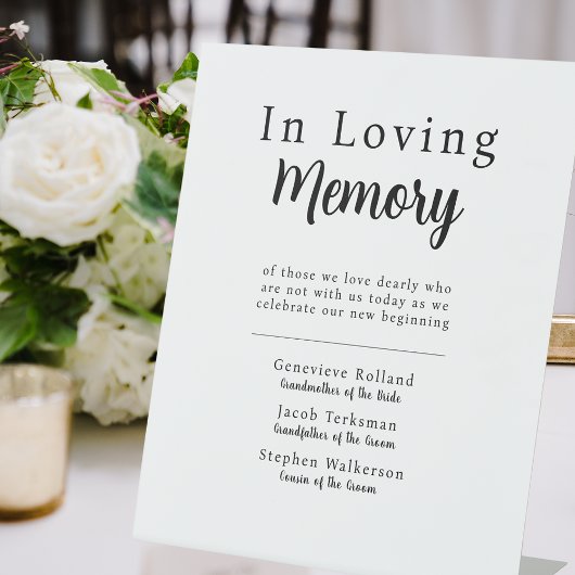 Simple Wedding In Loving Memory Pedestal Sign 台座サイン