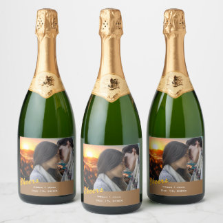Simple Wedding Photo Wine Label - Personalized スパークリングワインラベル