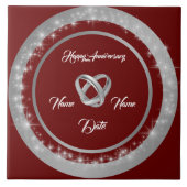 Simple Wedding Rings Customize Silver Anniversary タイル (正面)