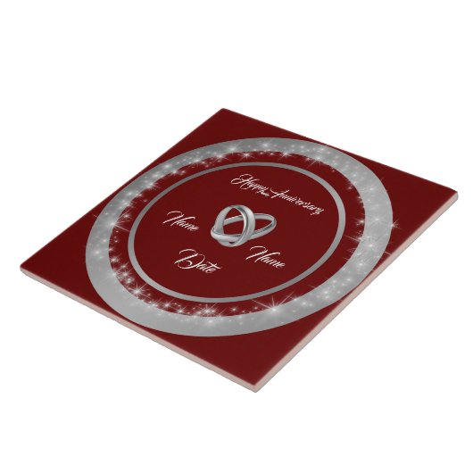 Simple Wedding Rings Customize Silver Anniversary タイル (側面)