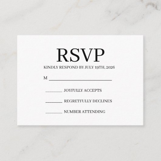Simple Wedding RSVP Enclosure Card エンクロージャーカード (正面)