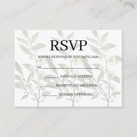 Simple Wedding RSVP Enclosure Card エンクロージャーカード (正面)