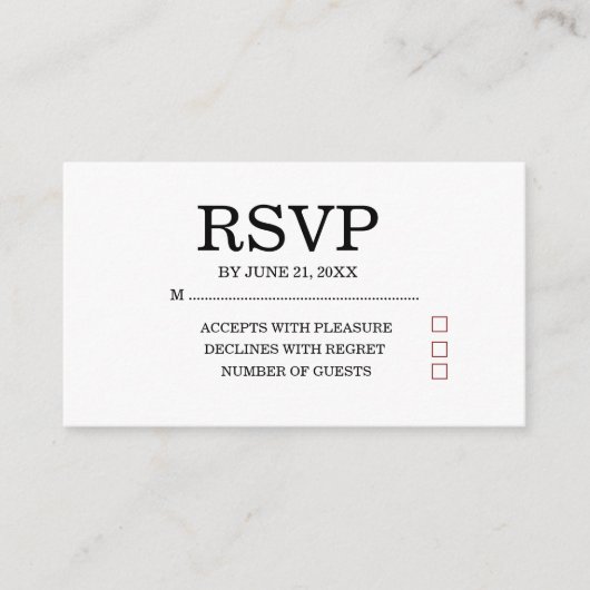 Simple Wedding RSVP Enclosure Card エンクロージャーカード (正面)