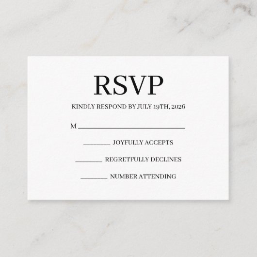 Simple Wedding RSVP Enclosure Card エンクロージャーカード (正面)