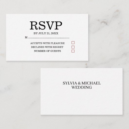 Simple Wedding RSVP Enclosure Card エンクロージャーカード (正面/裏面)