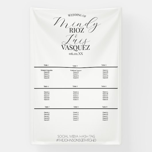 Simple Wedding Script Black Menu 横断幕 (縦)