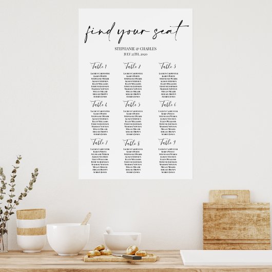 Simple Wedding Seating Chart ポスター (キッチン)