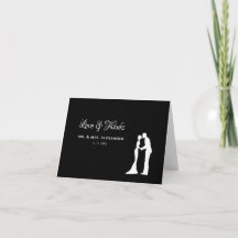 Simple Wedding Thank You Black White Bride Groom