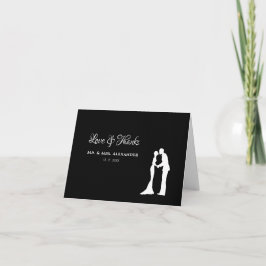 Simple Wedding Thank You Black White Bride Groom サンキューカード