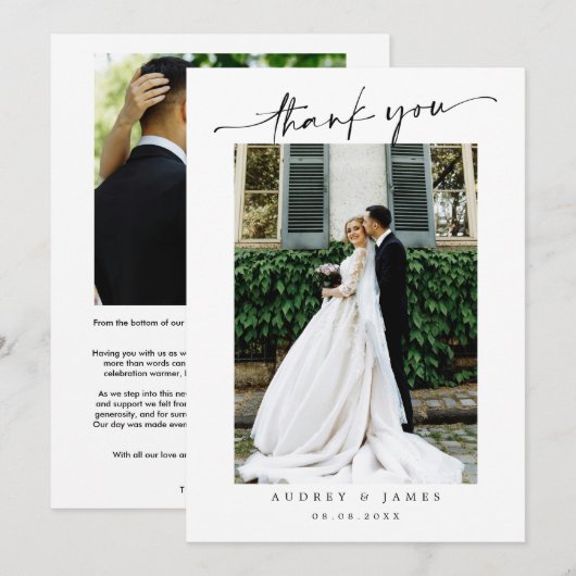 Simple Wedding Thank You Message サンキューカード (正面/裏面)