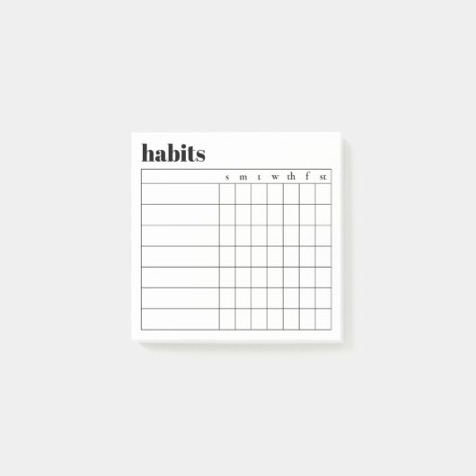 Simple Weekly Habit Sticky Notes, 3" x 3" ポストイット (正面)