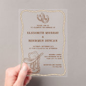 Simple Western Horseshoe Monogram Barn Wedding アクリル招待状 (インサイチュ (ポータブル))