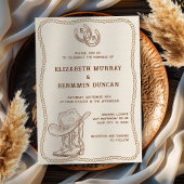 Simple Western Horseshoe Monogram Barn Wedding 招待状