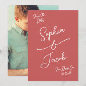 Simple Whimsical Hand Drawn Save the Date Photo セーブザデート (正面/裏面)