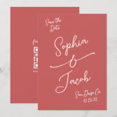 Simple Whimsical Hand Drawn Save the Date QR Code セーブザデート (正面/裏面)