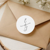 Simple Whimsical Handwritten Monogram Wedding ラウンドシール