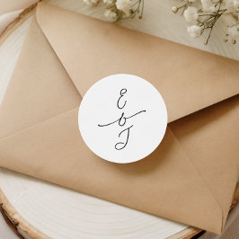 Simple Whimsical Handwritten Monogram Wedding ラウンドシール
