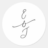 Simple Whimsical Handwritten Monogram Wedding ラウンドシール (正面)