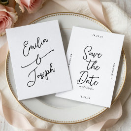 Simple Whimsical Handwritten Save the Date Wedding セーブザデート