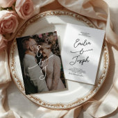Simple Whimsical Handwritten Wedding Photo 招待状