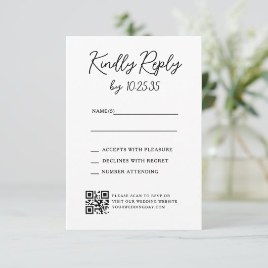 Simple Whimsical Handwritten Wedding RSVP Reply (スタンド正面)