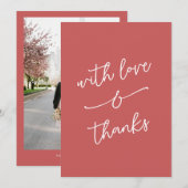 Simple Whimsical Love and Thanks Handwritten サンキューカード (正面/裏面)