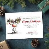 Simple Whimsical Reindeer Holiday Greeting シーズンカード