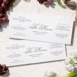 Simple White and Brown Wedding Menu Card 招待状