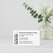 Simple White Barbers Pole Barbershop Business Card 名刺 (スタンド正面)