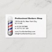 Simple White Barbers Pole Barbershop Business Card 名刺 (正面)