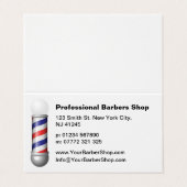 Simple White Barbers Pole Barbershop Business Card 名刺 (外部フラット)