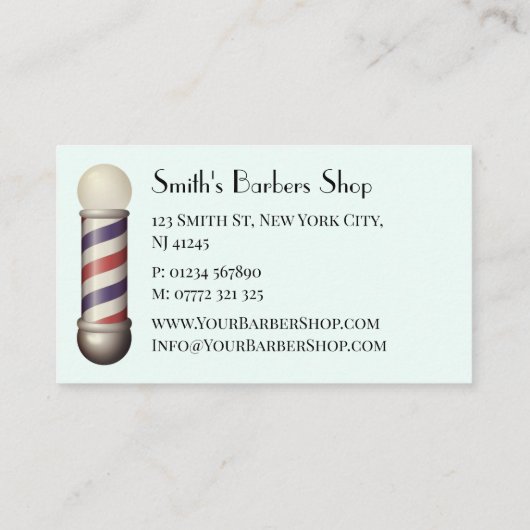 Simple White Barbers Pole Barbershop Business Card 名刺 (裏面)