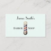 Simple White Barbers Pole Barbershop Business Card 名刺 (正面)